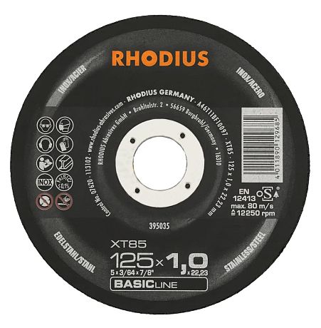 Řezný kotouč na ocel a nerez 125x1 RHODIUS XT85