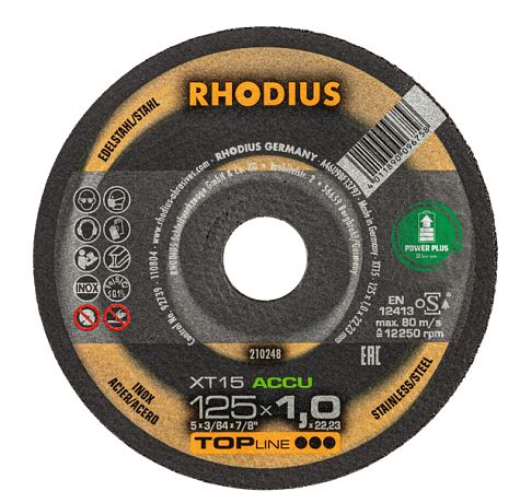 Řezný kotouč na ocel a nerez 125x1 RHODIUS XT15 ACCU