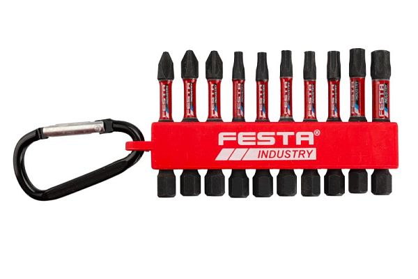 Sada torzních bitů FESTA INDUSTRY PH-PZ-TORX S2 1/4&quot; 50mm 10ks