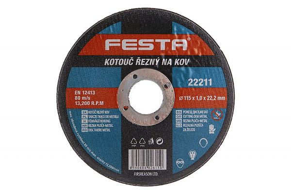 Kotouč řezný FESTA na kov 115x1x22. 2mm