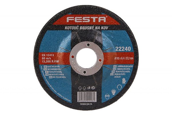 Kotouč brusný FESTA na kov 115x6. 4x22. 2mm