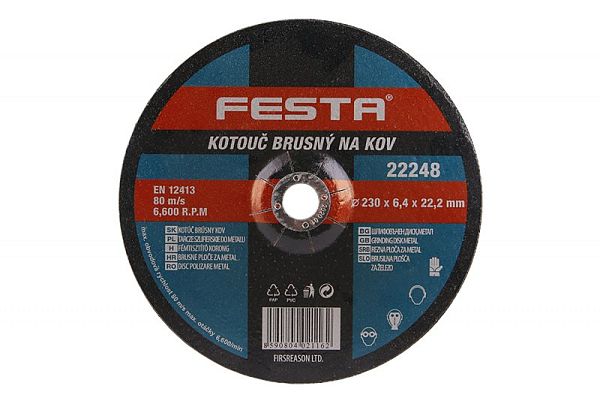 Kotouč brusný FESTA na kov 230x6. 4x22. 2mm